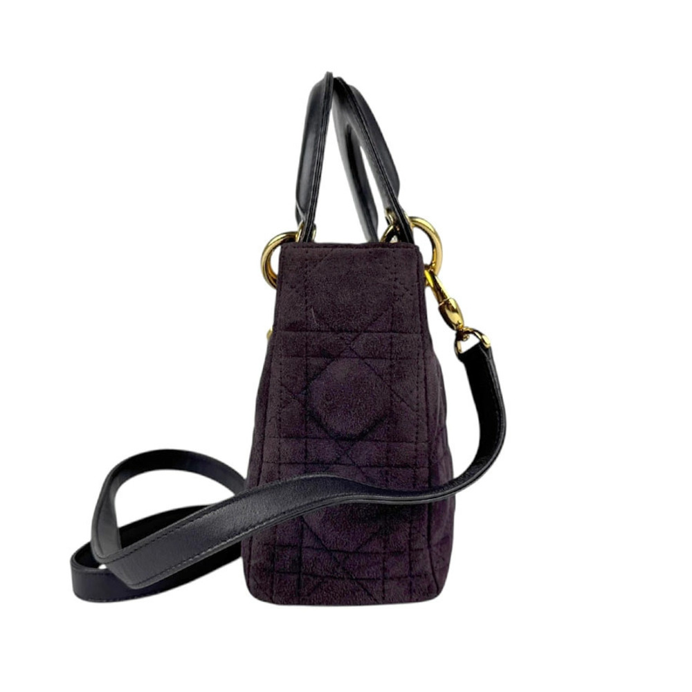 Dior purple Bag Shoulder suede leather Black Lady Christian  2way